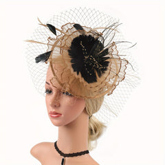 Vintage Tulle Small Wedding Veil Hair Accessories Head Flower Feather Hat Party