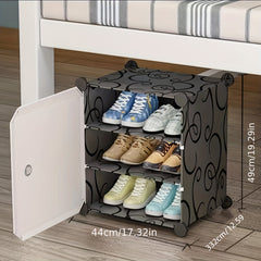 1pc Shoes Rack w/ Dustproof Door & Standing Design Household Storage Organizer