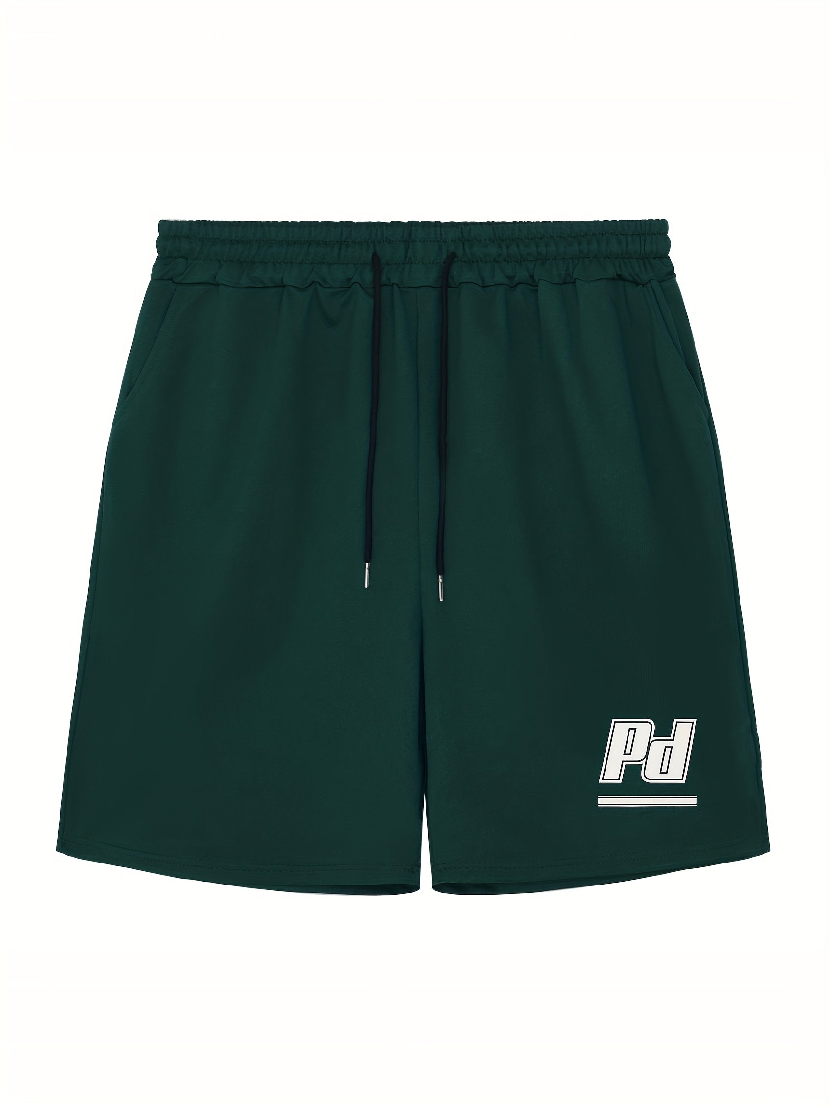 Men's Letter Print Drawstring Shorts Active Stretch Breathable Moisture Wicking