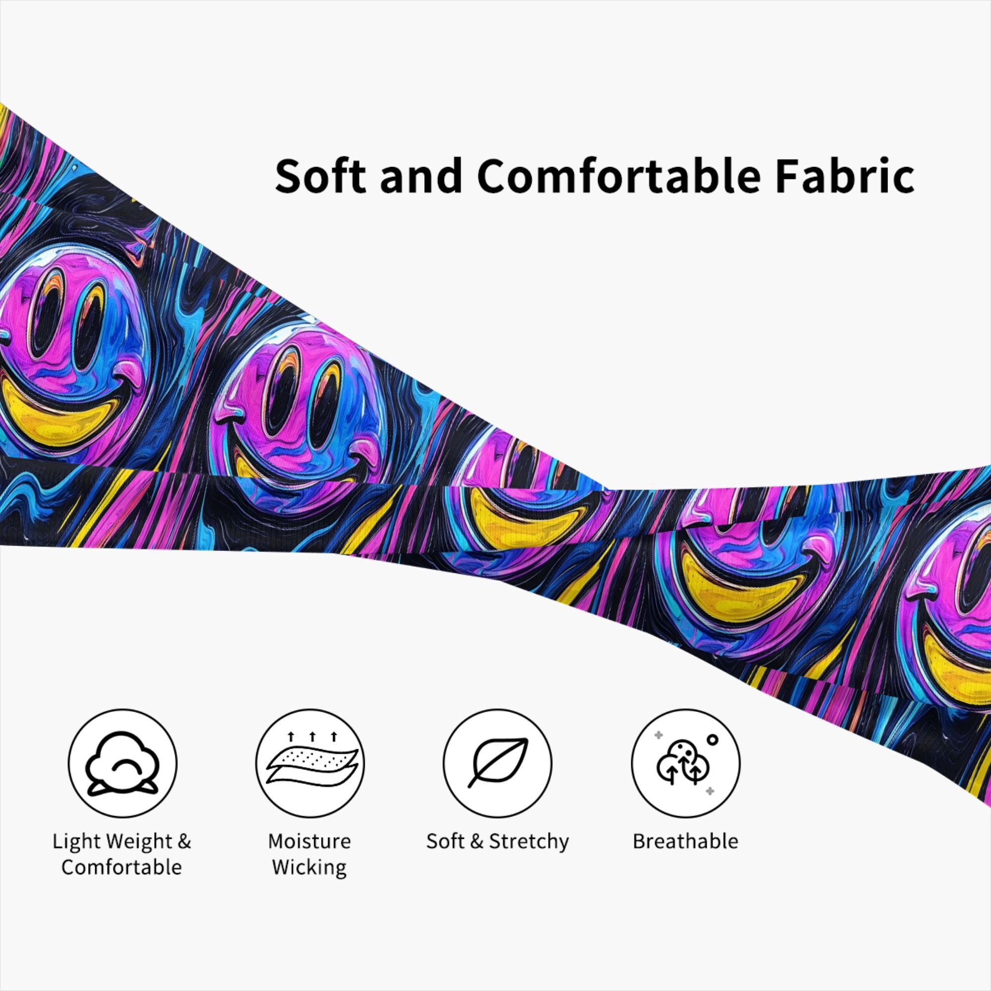 Smile Unisex Sports Headband Psychedelic Sweat Wicking Stretchy Polyester Band