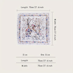 Floral Bird Print Silk Square Scarf Neckerchief