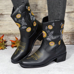 Women's Sunflower Embroidered Western Boots
