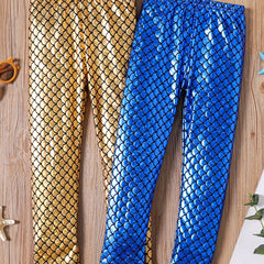 2 Mermaid Pattern Baby Girls' Leggings for Halloween Party