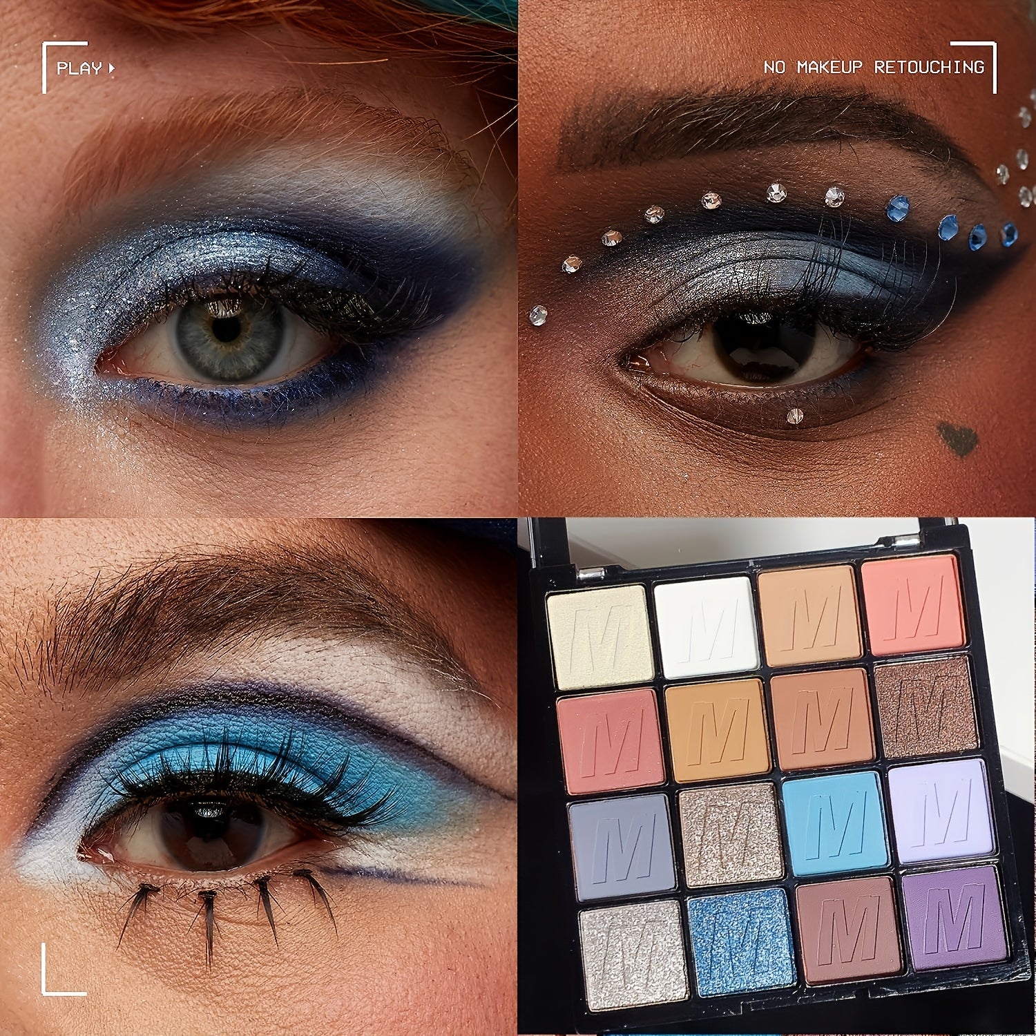 16 Color Eyeshadow Palette Matte Glitter Bright Blendable Dramatic Glamour Eye