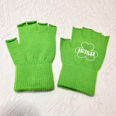 Green Four Leaf Clover Half Finger Outdoor Sports Gloves