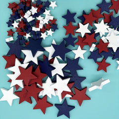 Mini Wood Stars Decorations Vase Filler Bowl Fillers Red Stars for 4th of July