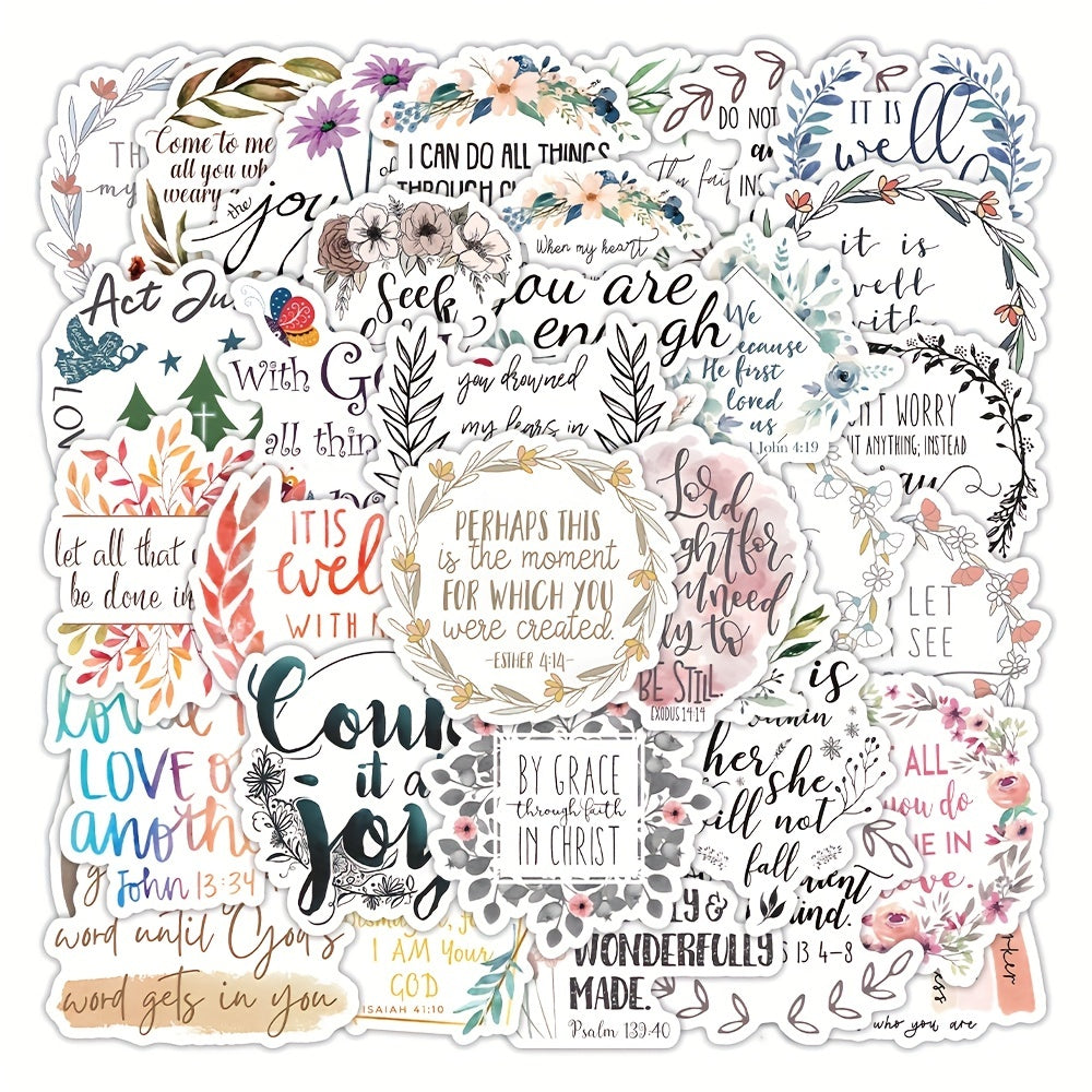 Bible Inspired Vinyl Waterproof Stickers for Kids & Teens - 50 Unique Designs