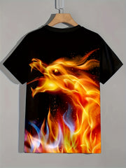 Fire Dragon 3D Print Boy's T-shirt Kids Casual Short Sleeve Summer Top