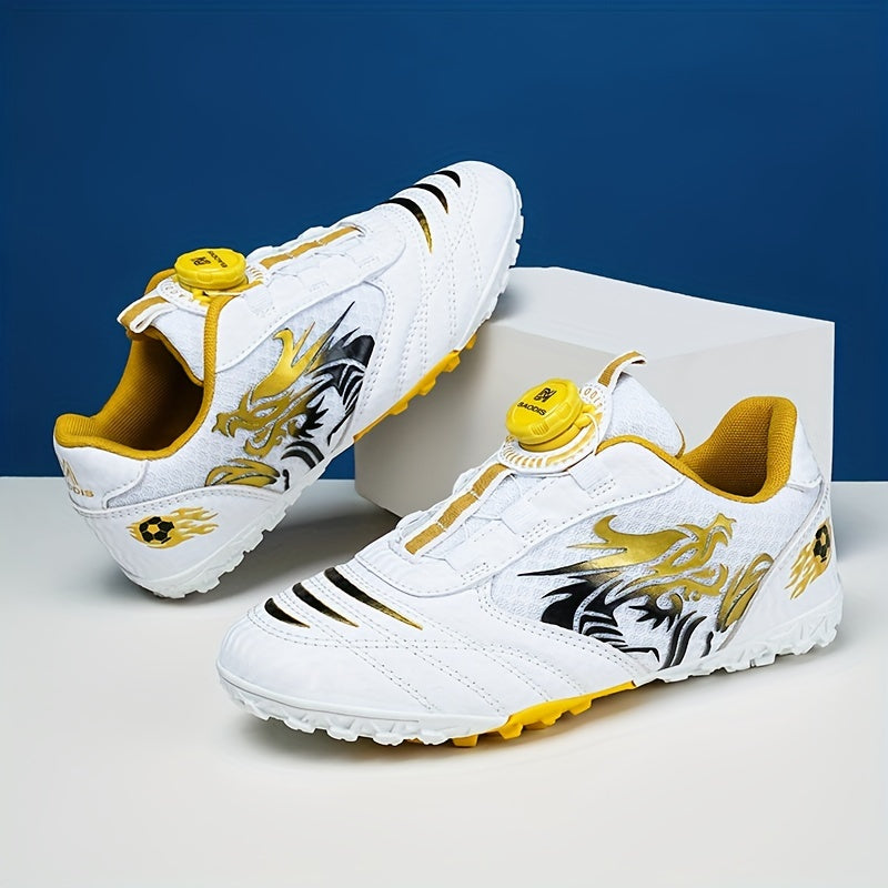 Boy's Solid Turf Football Boots with Rotating Buckle Outdoor Soccer Cleats
