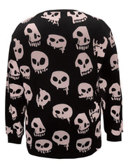 Halloween Skull Print Long Sleeve Top