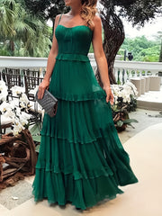 Women's V Neck Ruffle Trim Maxi Cami Dress