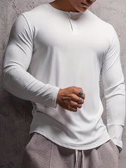 Men's Long Sleeve Workout Shirt Compression Top for Outdoor Gym Running Fitness