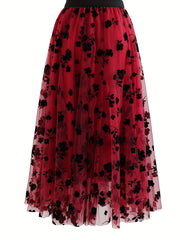 Floral Print Pleated Maxi High Waist Skirt