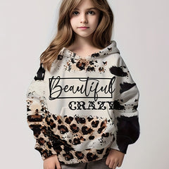 Leopard Print Hoodies Girls Comfy Pullover Kids Clothes