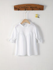 Girls Cotton Ruffle Trim Long Sleeve Dress