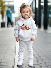 Girls Merry Christmas Hooded Sweatshirt Top Set