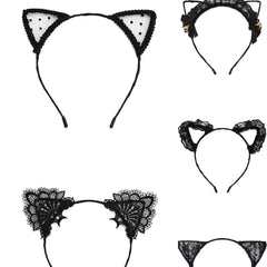 Girls Party Hair Accessories Lace Cat's Ears Headband Set