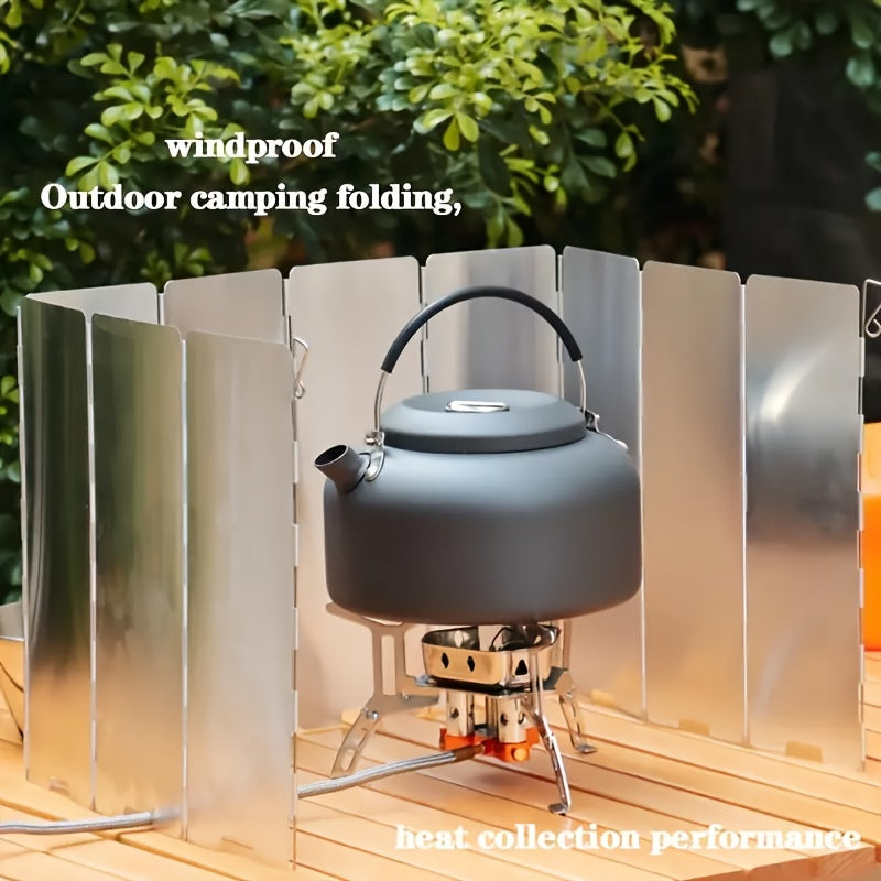 10 Plates Camping Stove Windscreen Windproof Folding Pot Windshield