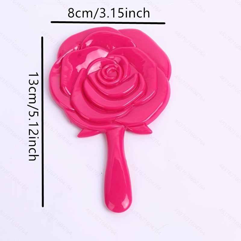 Vintage Embossed Rose Handheld Mirror with Handle Compact