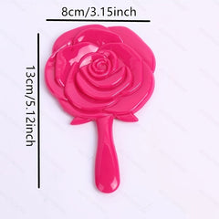 Vintage Embossed Rose Handheld Mirror with Handle Compact