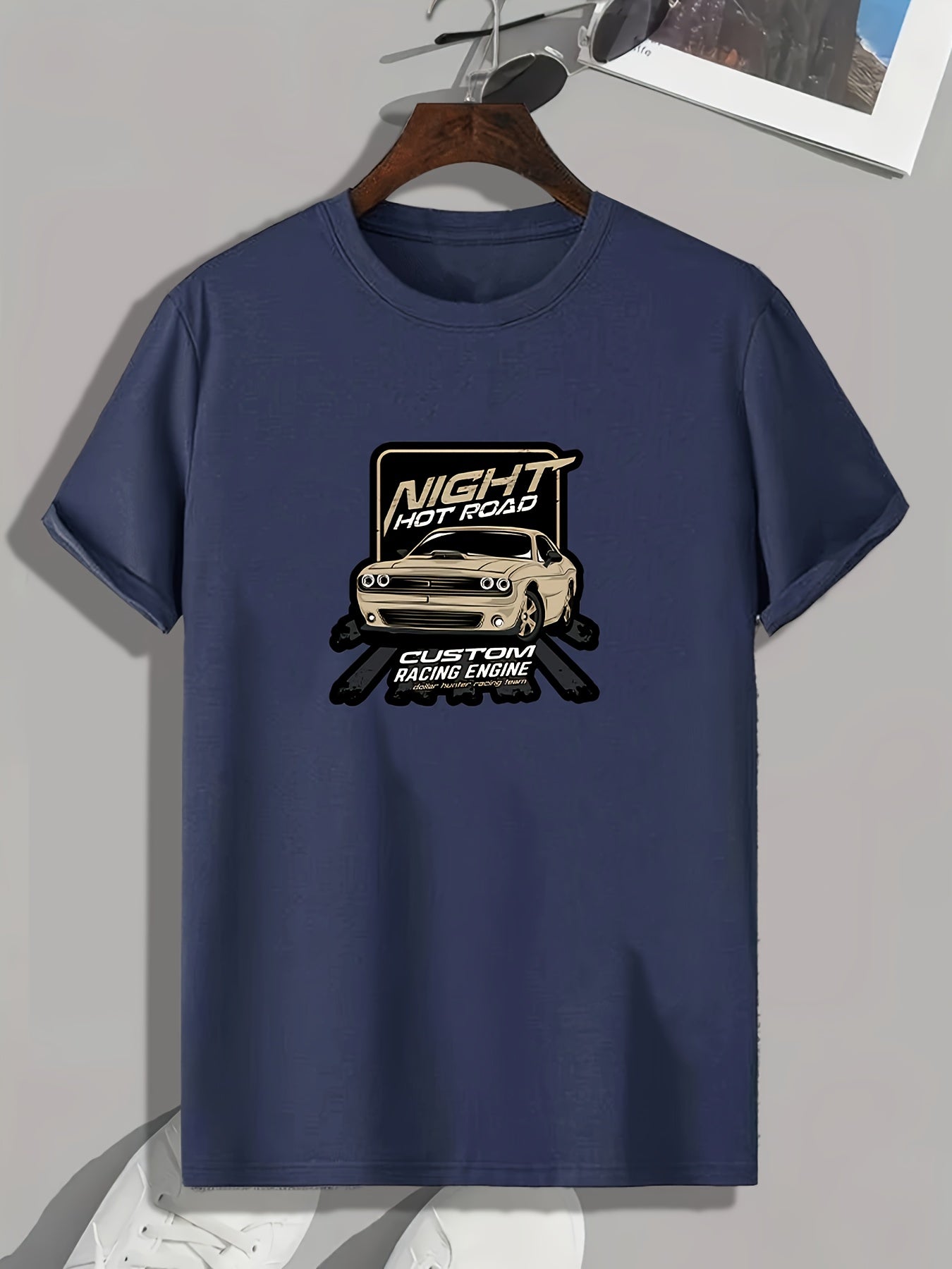Car Pattern Print Men's Sports T-shirt for Fitness