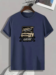 Car Pattern Print Men's Sports T-shirt for Fitness