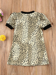Baby Girls Leopard Print Dress Short Sleeve Summer Dresses