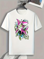 Shark Print Men's Graphic T-Shirt for Summer