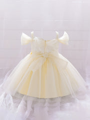 Princess Floral Mesh Puffy Dress Girls Birthday Formal Dress
