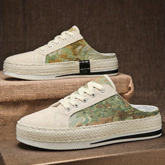 Men's Linen Mules Lightweight Non Slip Comfy Casual Shoes