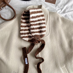 Striped Scarf for Women Autumn Winter Fashionable Ear Warmer & Hat Accessory