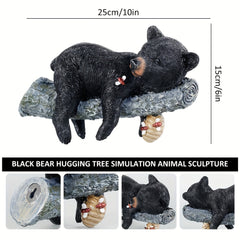 Bear Cub Napping Hanging Out In Tree Figurine Realistic Animal Wall Art