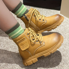 Boys Lace Up Zipper Boots, Non Slip, Comfortable, Indoor/Outdoor, Autumn/Winter