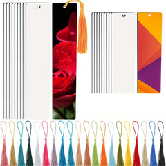 20pcs Sublimation Blank Bookmarks with Colored Tassels