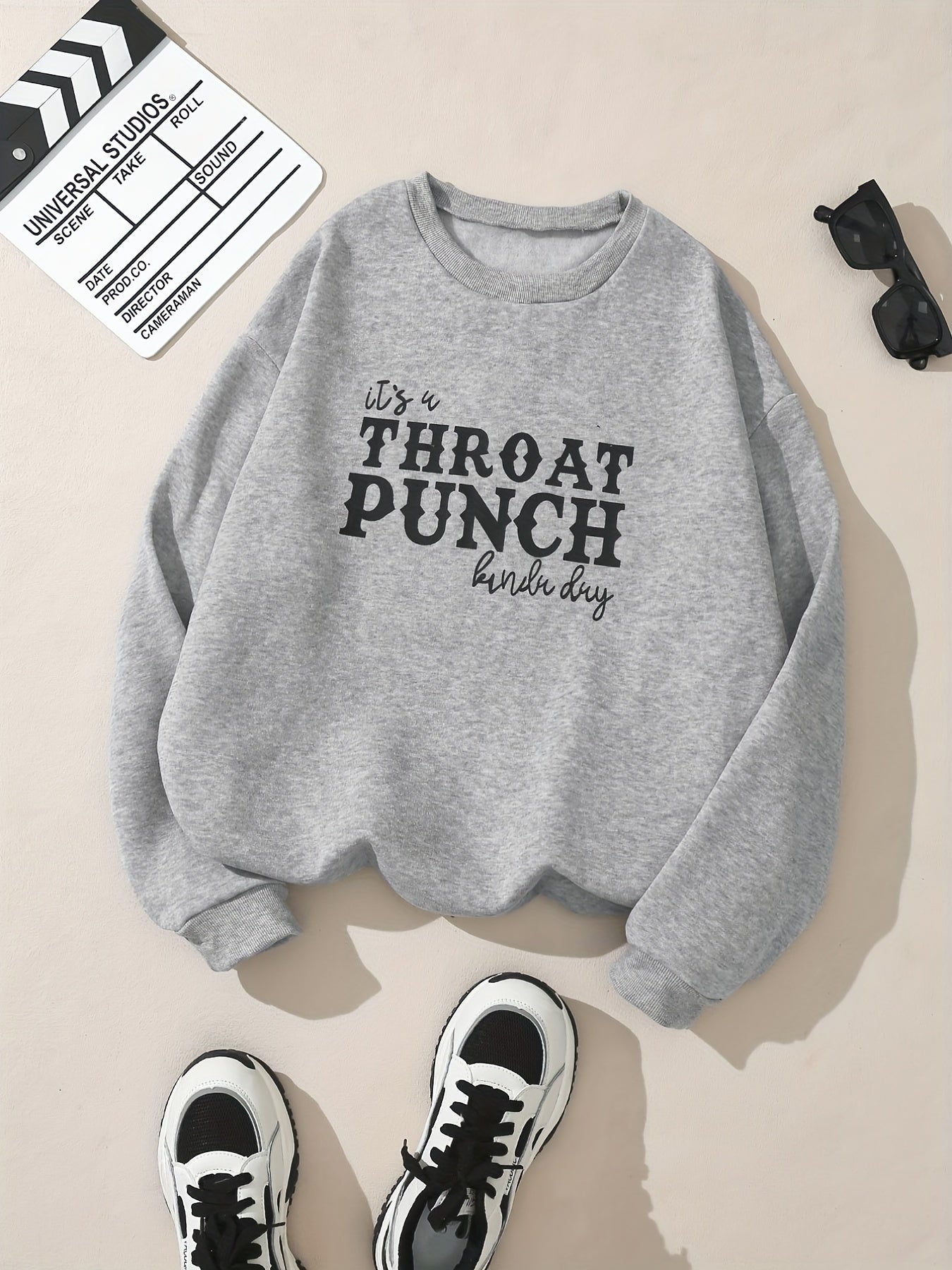 Throat Punch Letter Print Sweatshirt