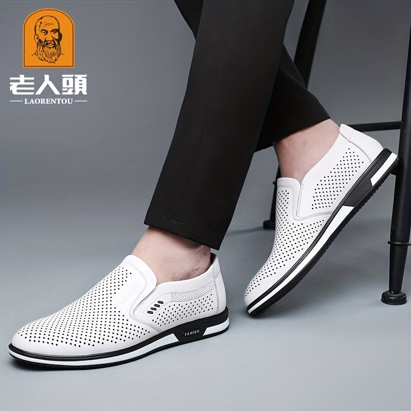 LAORENTOU Men's Slip On Leather Formal Shoes Business Non Slip Shoes