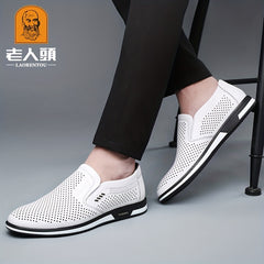 LAORENTOU Men's Slip On Leather Formal Shoes Business Non Slip Shoes