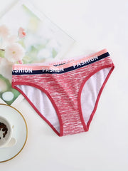 6pcs Letter Print Briefs Stretchy Intimates Panties Women's Lingerie