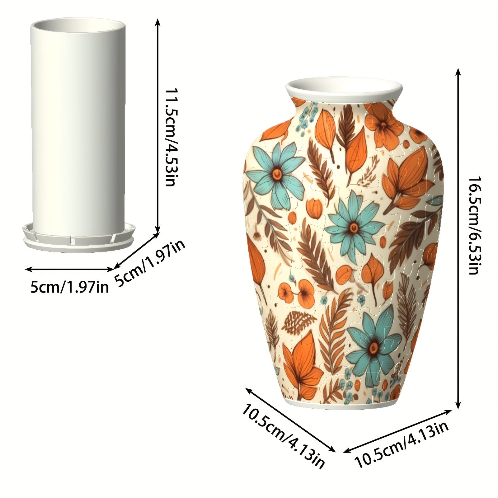 Colorful Fruit 3D Puzzle Vase with Maple Leaf Pattern