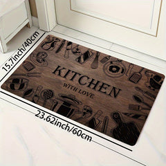 Wood Print Kitchen Rug Soft Anti Fatigue Non Slip Washable