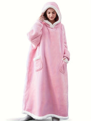 Fleece Hooded Robe with Pockets