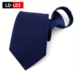 Solid Polyester Men's Zipper Necktie