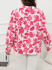 Floral Print Button Up Long Sleeve Blouse