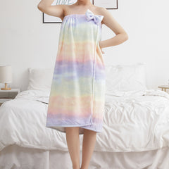 Absorbent Rainbow Bath Towel for Women Coral Fleece Tube Top