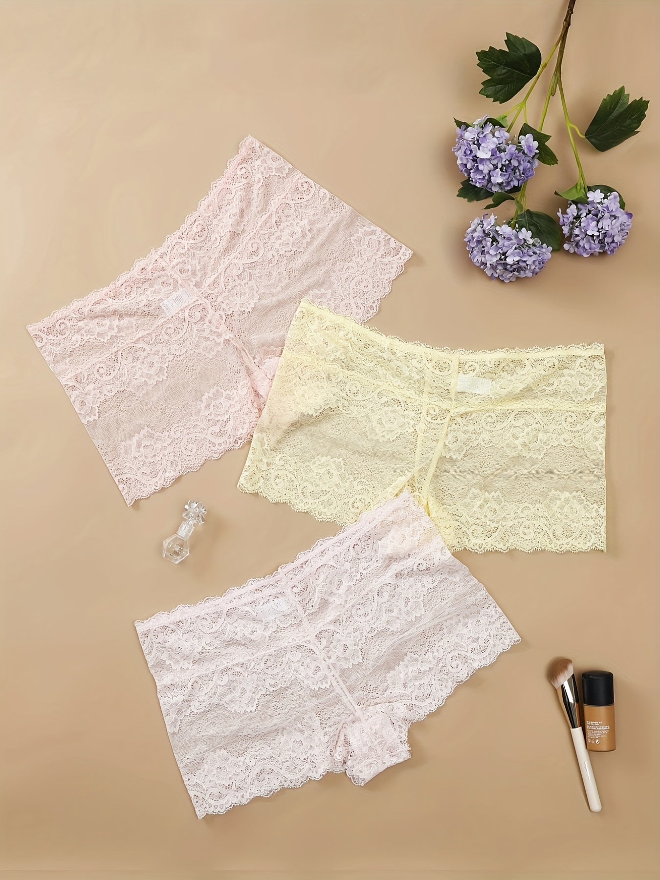 3 Pack Plus Size Lace High Waist Boy Shorts Briefs