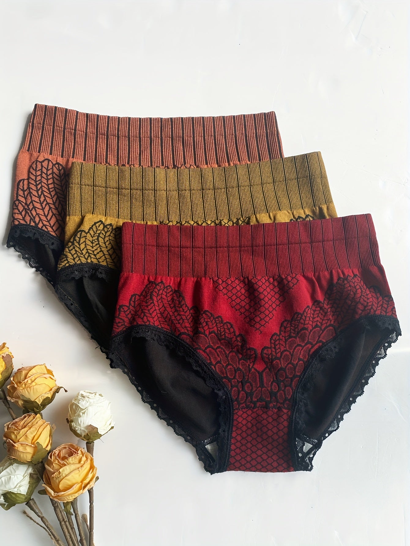 7pcs Lace Stitching Briefs High Waist Sexy Panties Women's Lingerie