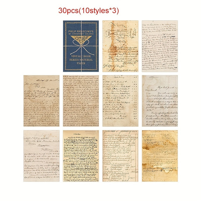 30 Sheets Retro English Journal Diary DIY Material Paper