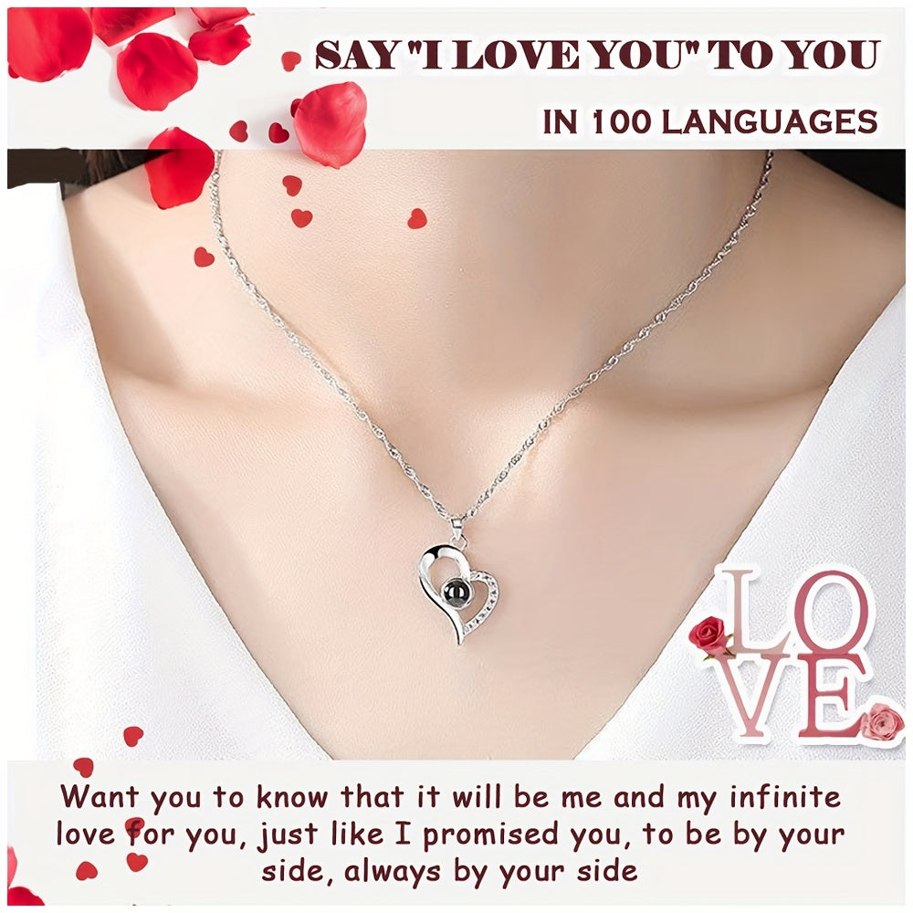 I Love You Necklace in 100 Languages - Anniversary Mother's Day Gift