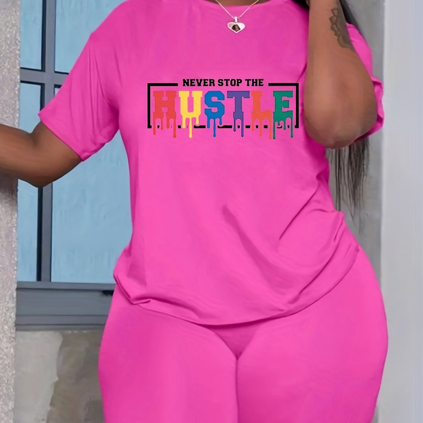 Dripping Letter Print 2 Piece Set