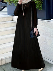 Abaya Dress Women's Solid Long Sleeve Ribbed Knit Maxi Dress